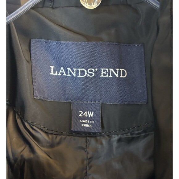 LANDS END Primaloft Quilted Jacket Coat Black Women 24W Insulated Zip Pockets - Picture 2 of 15